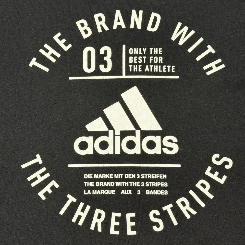 Adidas Black Long Sleeve Performance Tee Shirt Medium Climalite Three Stripes